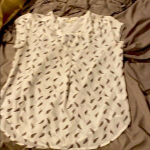 White Blouse with Black Design